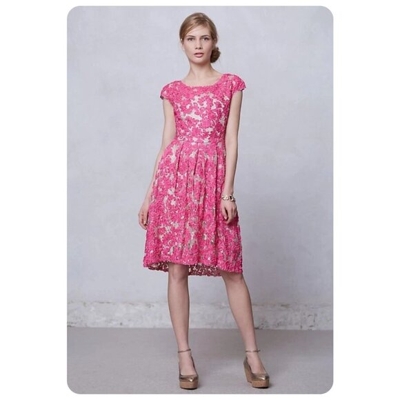Anthropologie Yoana Baraschi Pink Jardim Lace Dress sz 6 - Picture 1 of 8